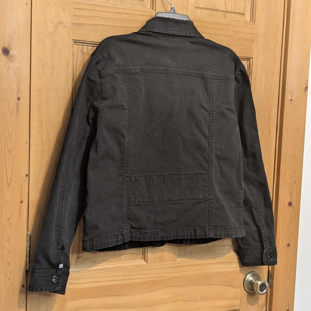 Chico’s Platinum Black Denim Jacket Women’s Sz 2 Large Fall Winter Classic Comfy - Picture 12 of 12